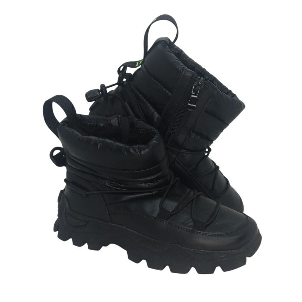 Dream Pairs Girls Pre-owned Puffy Black Winter Zip Up Boots - sz. 2